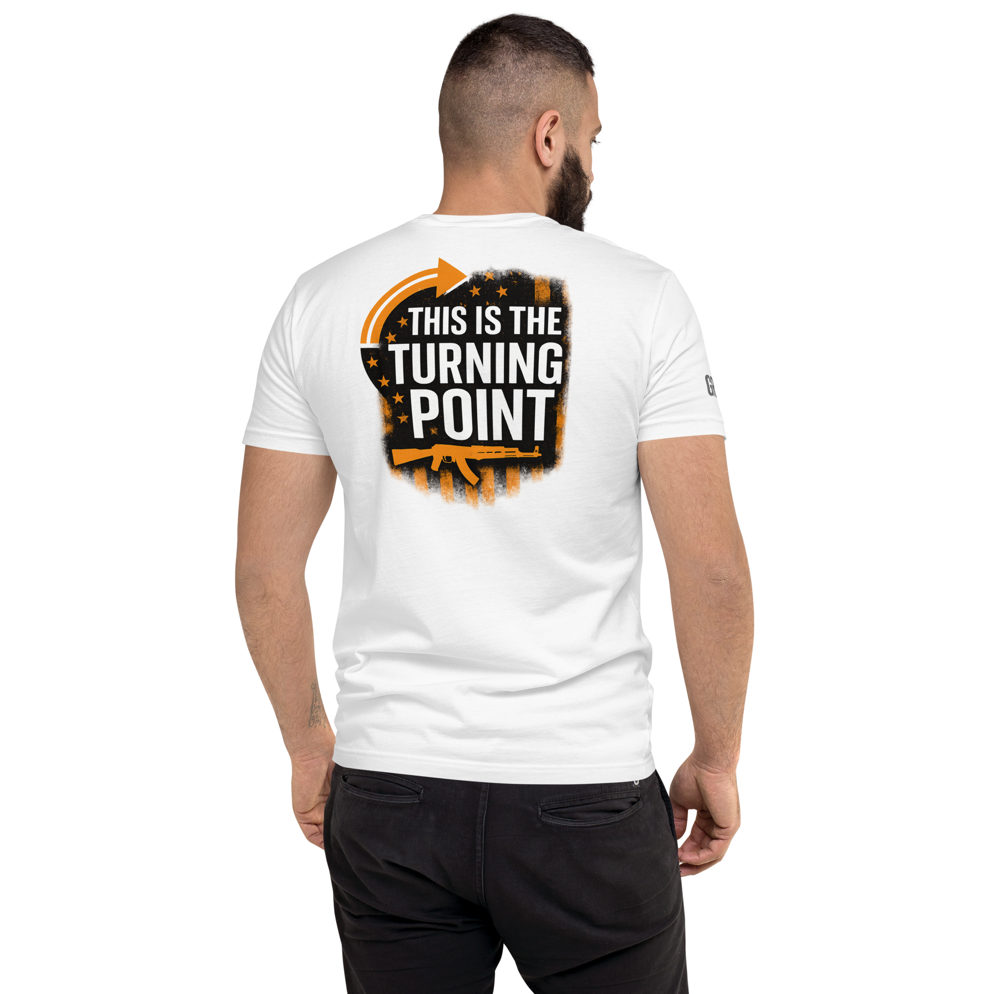 This Is The Turning Point tee — back (model)
