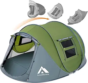 4 Person Easy Pop Up Tent Waterproof Automatic Setup with 2 Doors