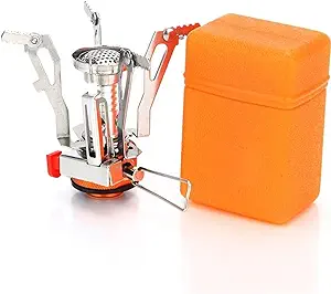 Portable camping stove with piezo ignition and wind-resistant design