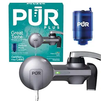 PUR Faucet Mount Filter with replacement cartridge and packaging