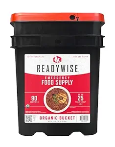 ReadyWise Emergency Food Supply – 90-Serving Organic Bucket (up to 25-year shelf life)